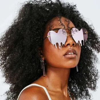 Modes Unikālo Mīlestības Sirds Asaru Formas Saulesbrilles Sieviešu Krāsains Bez Apmales Brilles Vintage Skaidrs, Okeānā, Lēca, Sieviešu, Saules Brilles