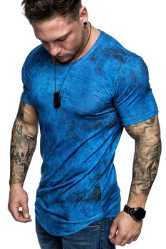 Modes Vīriešu Īsām Piedurknēm Apaļu Kakla T-krekls 3D Sports Top Muskuļu Treniņu Apģērbu Tendence Slim Natsuharajuku Atpūtas