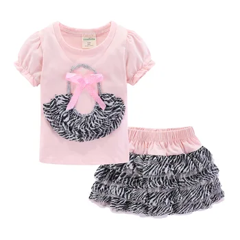 Mudkingdom Cute Vasaras Meiteņu Drēbes, Uzstādīt Bērnu Apģērbu Leopards, Zebra Meitene Svārki Apģērbs, Balta, Rozā