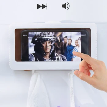 Mājas Sienas Ūdensizturīgs Mobilo Telefona Kaste Ar Āķi pašlīmējošas Turētājs Touch Screen Vannas istaba Tālruņa Korpusa Dušas Uzglabāšanas Kaste