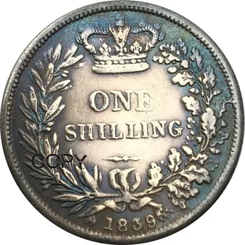 Nesaistītajam Karaliste Produktu VICTORIA DEI GRATRIA BRITANNIAR Viens Šiliņi 1839 Misiņš ar Sudraba Pārklājumu Kopēt Monētas Var Pieņemt Pasūtījuma