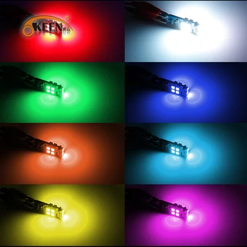 OKEEN T10 W5W led RF Kontrole RGB Led Auto trun signāls Deg automašīnas salona apgaismojuma 5050LED 10SMD T10(W5W/194) spuldzes 12V canbus
