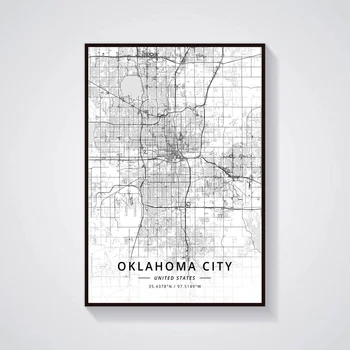 Oklahoma City, ASV Karte Plakāts