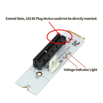 Par NGFF M. 2 PCI-E 4x 1x Slots Stāvvadu Kartes Adapteri, M Taustiņu, lai PCIe X4 Converter w LED Sprieguma Indikators BTC Miner Ieguves