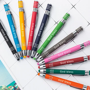 Pielāgotu LOGO Metāla Kondensators Lodīšu Pildspalvu Multicolor Touch Screen Dāvanu Reklāmas Rokraksta Students Skolas Kancelejas piederumi