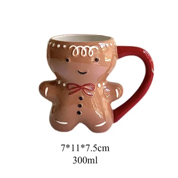 Piparkūkas Cilvēks Keramikas Krūze Ziemassvētku Tējas Krūzes 3D Santa Claus Keramikas Piena Kafijas Tases ar Rokturi Pāriem Ziemassvētku Dāvanu Drinkware