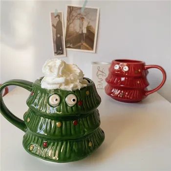 Piparkūkas Cilvēks Krūze Ziemassvētku Keramikas Tējas Krūzes 3D Santa Claus Keramikas Tasi Piena, Kafijas, Ūdens Cup Krūze Jauno Gadu Pāriem Xmas Dāvanas