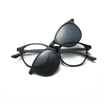 Platums-136 Jaunu magnētisko uzstādīt spoguli vīrieši sievietes 3+1 TR90 rāmis tuvredzība, saulesbrilles modes polarizētās 3D nakts redzamības saulesbrilles rāmji