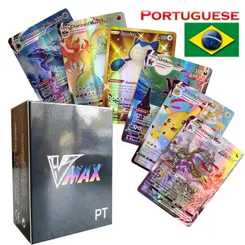 Pokemon kāršu portugāles Vmax GX Svinībām EBD Hologrāfiskā Spēlē Spēli Kartes Bērniem Colloctions Bērniem Português Rotaļlietas