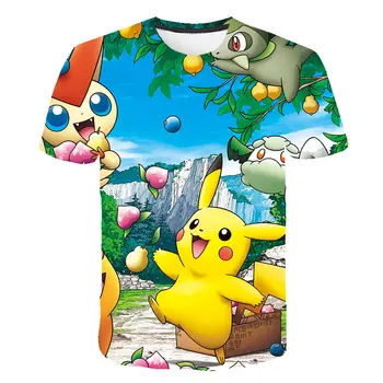 Pokemon Vasaras T-krekls Karikatūra 3D Drukāšanas Pokemonu Apģērbu Meitene Zēnu T-krekls Ikdienas Ielas Apģērbs Bērniem Dzimšanas dienas Dāvanu