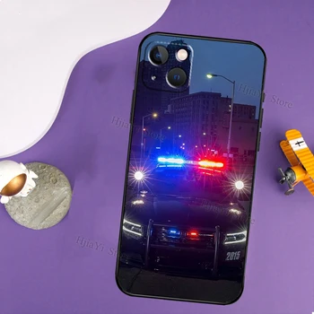 Policijas Automašīnas Gaismas Naktī Lietā Par iPhone 12 13 Pro Max mini XS X XR Lietā Par iPhone 11 Pro Max 7 8 Plus Pilna apdrošināšana