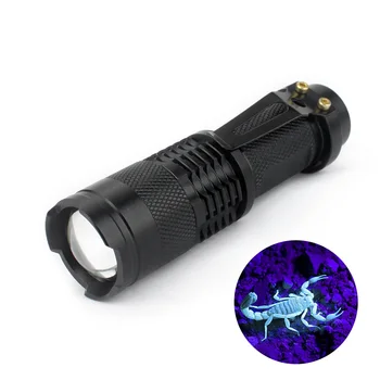 Portatīvās UV lampas melnās gaismas lukturīti AA baterijas 395nm zoomable melnā gaisma UV kempings taktiku, āra apgaismojums Lukturītis