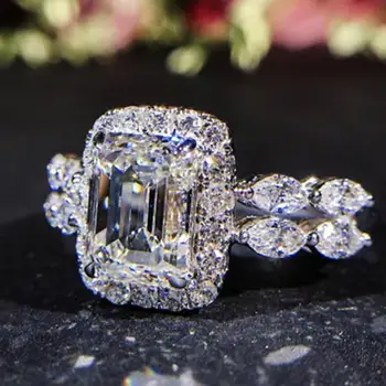 Princese-veida simulācijas dimanta gredzenu jauniem karstā pārdošanas kāzu priekšlikumu karātu dimanta formas roku rotaslietas banketa savvaļas