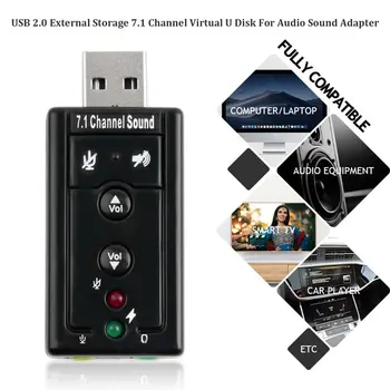 Profesionālās 7.1 Kanālu Universālo Ārējās USB Skaņas Karti, Mini USB 2.0 12Mbps U Diska Audio Skaņas Adapteris