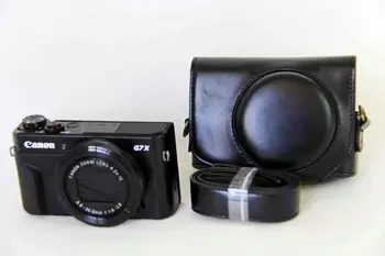 PU Ādas Fotokameras Soma, Lietu Vāku Canon G7X Mark II G7XII G7X G7XIII G7X3 Ar Siksnu Mirrorless Sistēmu Kamera