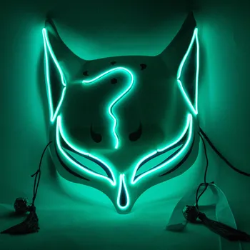 PVC Halloween Klubu Apgaismota Kitsune Fox LED Maska DIY Kostīmu Rave Cosplay EDC persona Persona, Maskas
