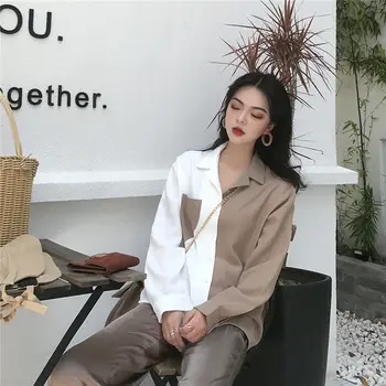 QWEEK korejas Vasaras Vintage Sieviešu Krekls ar garām Piedurknēm Topi Pogu, Līdz Jaciņa Raibs Elegants Melns Balts Skaistas Blūzes 2021