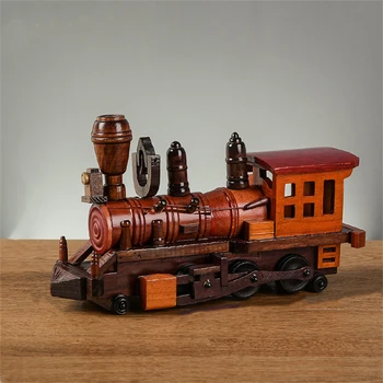 Retro Rūpniecības Stila Apstrādāts Koka Tvaika Vilciena Modelis, Roku Darbs Vilcienu Rotaļlieta Mājas Dekoru Amatniecības Vintage Ornamenti, Bērniem, Dāvanu