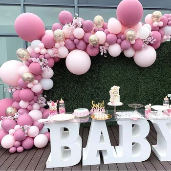 Rozā Balonu Vainags Arku Komplekts Dzimšanas Dienas Svinības, Kāzu Dekorēšana Lateksa Balonu Apdare Puses Piegādes Baby Dušas Rotājumi
