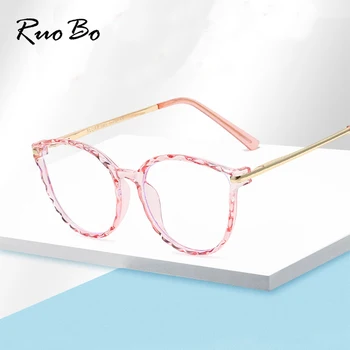 RUOBO Modes Cat Eye Designer Datoru Zilā Pretbloķēšanas Brilles Vīrieši Sievietes Anti Zilā Gaisma Brilles TR90 Metāla Optisko Briļļu