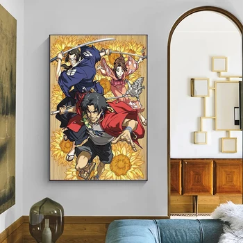 Samurai Champloo Japāņu Piedzīvojumu Rīcības Anime Augstas Kvalitātes Kanvas Glezna, Plakāts, Dzīvojamā Istaba Mākslinieks Mājas Apdare