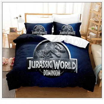 Sarkanā Jurassic Park Gultas Komplekts Karikatūra Mājas Tekstila Bērniem Gultas Komplekts Mierinātājs Segtu Guļamistabas Komplekts Karaliene Dinozauru Sega Sedz,