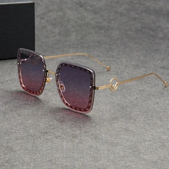 Saulesbrilles Sieviešu Zīmola Dizains Ir 2021. Jaunu Modes Dāma Lielajam bez apmales Laukumā Vintage Saules Brilles Dāmām Sieviešu Braukšanas UV400