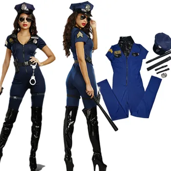 Seksīga Sieviešu Cop Policijas Darbinieks Tērpu, Masku Policewoman Vienotu Halloween Pieaugušas Sievietes Policijas Cosplay Jumpsuit
