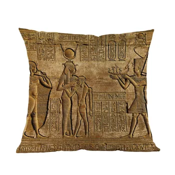 Seno Ēģiptiešu Sienas Portreta Hieroglifs Faraons Scepteri Modelis Poliestera Spilvena Vāka Mājas Guļamistaba Viesnīcā, Automašīnu Dekorēšana ..