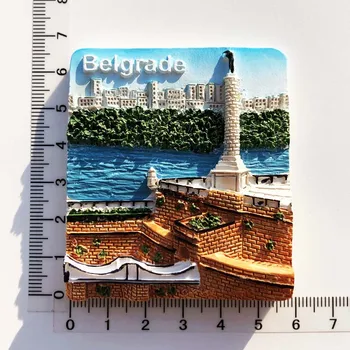 Serbija, ledusskapis magnēti Belgradas tūrisma piemiņas amatniecības krāsotas magnēts, ledusskapis magnēti