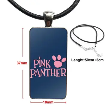 Sieviešu Smieklīgi Gudrs Lovely Pink Panther Modeli Modes Stikla Cabochon Kulons Taisnstūra Kaklarota Sānslīdi Kaklasaite Kaklarota Rotaslietas