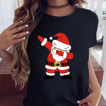 Sieviešu T Top Priecīgus Ziemassvētkus Jauki T Krekls Ar Īsām Piedurknēm Brīvdienu Drukāt Karikatūra Sieviešu Krekls Grafiskais Tee Tshirt Jauno Gadu T-Krekli