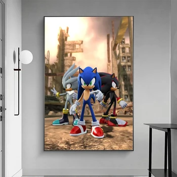 Sonic Spēle Mūsdienu Dzimšanas dienas Dāvanu HD Iespiesti Plakāti Sienas Art Attēlus Audekls Gleznas, Dekorācijas uz dzīvojamo Istabu Mājas Dekoru