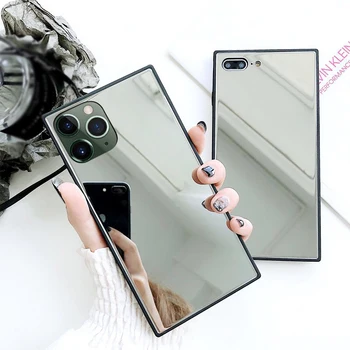 Spogulis, Stikls Laukumā Lietā Par iPhone 13 Pro Max 13 12 mini Pro 11 XS Max SE 2020. gadam 7 8 Plus X XR Mīksta Silikona Buferi un Aizmugurējo Vāciņu
