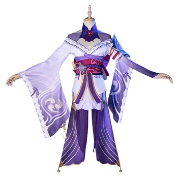 Spēle Genshin Ietekmes Baals Raiden Shogun Cosplay Kostīms Apģērbs Kimono Halloween Karnevāla Tērps