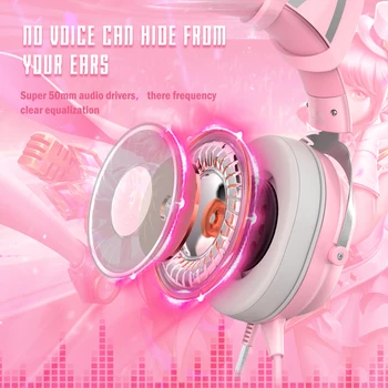 Spēļu Austiņām, Stereo Bass ķivere Cute Rozā kaķis, auss, Meitene Austiņas Ar Mikrofonu RGB LED Gaismas Klēpjdatoru/ PS4/Xbox Viens/GAB