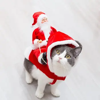 Suņu Ziemassvētku Mājdzīvnieku Apģērbu Santa Claus Izjādes Briežu Cosplay Kostīmu Ziemas Tērps Ar Cepurīti Gudrs Silta Jaka Festivāls Puse Apģērbi