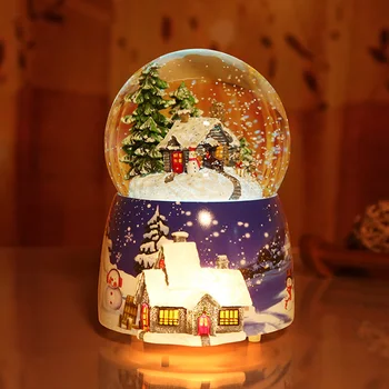 Sveķu Music Box Kristāla Bumbu Sniega Pasaulē Stikla Gaismas Ziemassvētku Dāvanu Ar Skaļruni Vērpšanai Santa Claus Amatniecības Darbvirsmai Ideāli