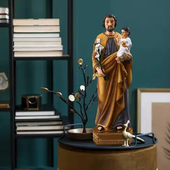 Svētais Jāzeps Ar Bērnu Sveķu Reliģisko Statuja Katoļu Apdare Eco-friendly Sveķu Handcrafted Dievu Statujas Reliģisko Dekori