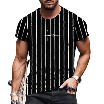 T Krekls Vīriešiem Svītrainais Mode Vīriešu Vasaras T-krekli 4XL Vīriešu Lielgabarīta Tee Krekls Drukas Smieklīgi Gadījuma t Kreklu, lai Cilvēks Gadījuma 2021