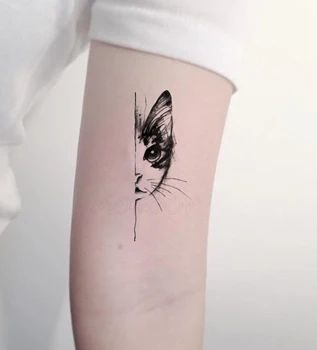 Tetovējumu Uzlīmes Maz Pusi Sejas Kaķis Elementu, Mazo Dzīvnieku Ziedu Ūdens Nodošanu Pagaidu Viltus Body Art Tetovējums, par Kazlēnu, Meitene Zēns