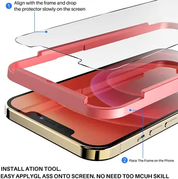 TOZO iPhone 12 Pro Max Ekrāna Aizsargs, 6.7 3 Collu Premium Pack Rūdīts Stikls 0.26 mm 9H Cietība 2.5 D Plēves Viegli Uzstādīt