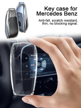 TPU Pārredzama Auto Taustiņu Gadījumā Vāks Mercedes Benz E K S GLC Klases E200 E400 E63 W213 S550 S560 C260 A200 Taustiņu Shell Aizsargs