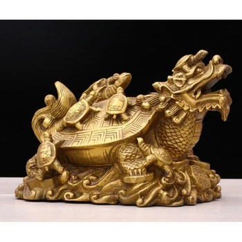 Tradīcija Ķīnas Feng Shui Pūķis Bruņurupucis Bruņurupuča Aizsardzība Statuja, Statuetes, Monētas Talismans Laimīgs Bagātība, Ornamentu