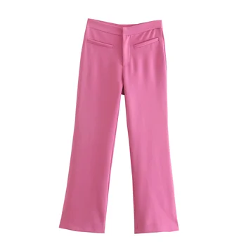 TRAF Za Balts Uzliesmojums Bikses Sievietēm Zaļā Augstas Starām. Bikses Sieviešu Vintage Pink Y2K Sieviešu Bikses Modes Streetwear Sieviete Bikses