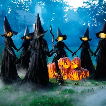 Turot Rokās Ragana Elles Messenger ar Laternu Halloween Dekorēšanai Balss Kontroles Indukcijas Gaismas Šausmas, Aksesuārus, Mājas Dekoru