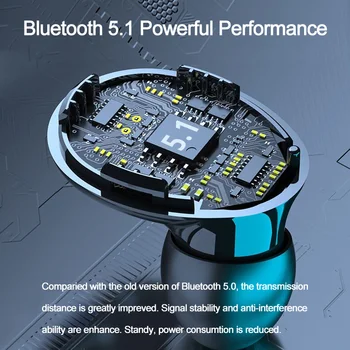 TWS Bluetooth 5.1 Austiņas Bezvadu Austiņas 2000mAh HD Tri-displejs Uzlādēšanas Ailē 9D Stereo Sporta Ūdensizturīgs Earbuds Austiņas