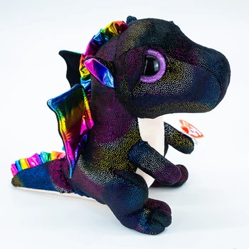 Ty Beanie Boos Zēns Black Atdzist Krāsas Spārni Atstarojošs Dinozauru Violeta Kvēlojošs Lielas Acis Kolekcija Bērnu Plīša Rotaļlieta Dāvanu 15cm