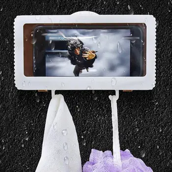 Tālruņa Turētājs Vannas Istaba Ūdensizturīgs Mājas Sienas IPhone Gadījumā Stāvēt Kastē Pašlīmējošas Touch Screen Tālrunis Apvalks Dušas Blīvējuma Uzglabāšana