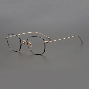 Ultravieglajiem Tīra Titāna Laukumā Recepšu Brilles Retro Optisko Tuvredzība, Briļļu Rāmji Vīrieši Sievietes Japāņu Roku Darbs Brilles